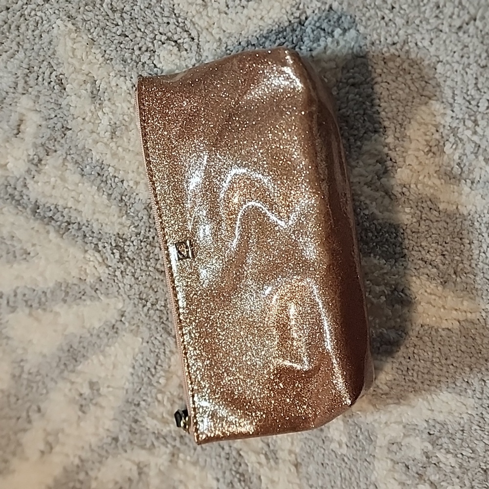Kate Spade Pink Glitter Zip Pouch Make up  W.E